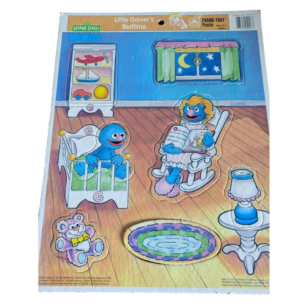 Sesame Street Babies Little Grover Bedtime Frame Tray‎ Puzzle 1991